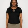 Curvy Front LaceT-Shirt Basic Black Donna T-shirt E Top AX821D06O-Q11 -Anna Field 4086425c6cea4e0c88a3e747c192861e