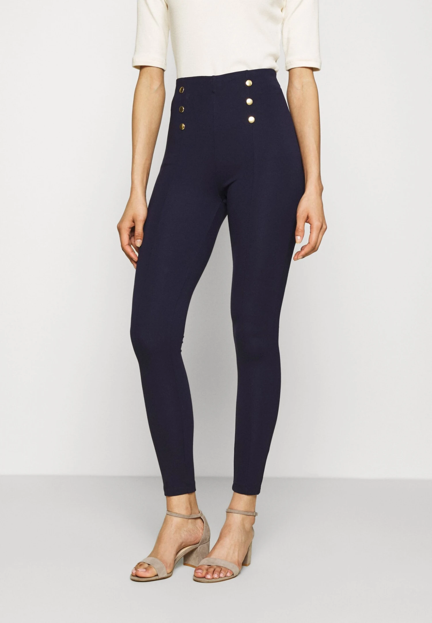 Anna Field Punto Leggings With Button DetailLeggingsDark Blue Donna Pantaloni AN621A04X-K11 3 Anna Field Punto Leggings With Button DetailLeggingsDark Blue Donna Pantaloni AN621A04X-K11